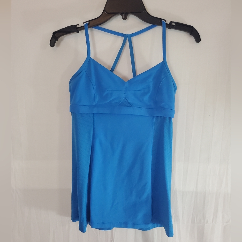 Lululemon Women's Size 6 Blue Strappy Back Logo Workout Sleeveless Gym Tank